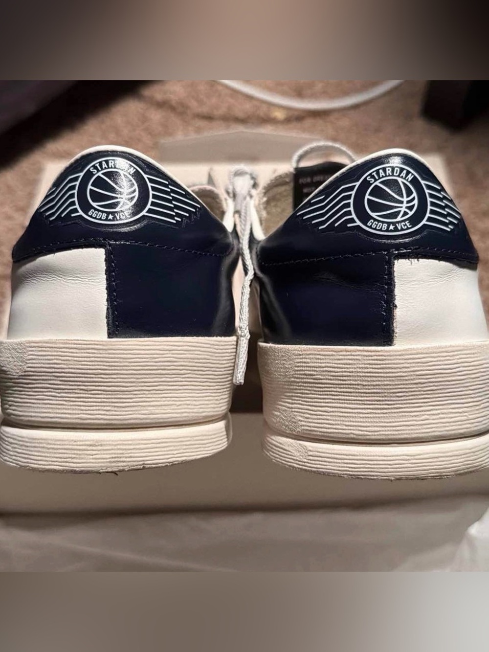Golden Goose Stardan Sneakers in White with Ice-Gray Star and Navy Heel Tab - Picture 5 of 6